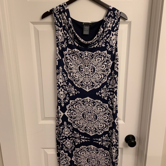 Navy/White Printed INC Dress - Picture 1 of 4